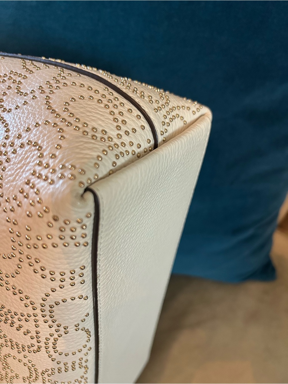 COACH Laurel Shoulder Bag with Signature C Gold Rivets Pattern in Chalk - Picture 10 of 12